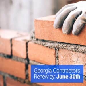 Georgia Contractor Continuing Education Bricks with text-Georgia contractors renew by June 30th